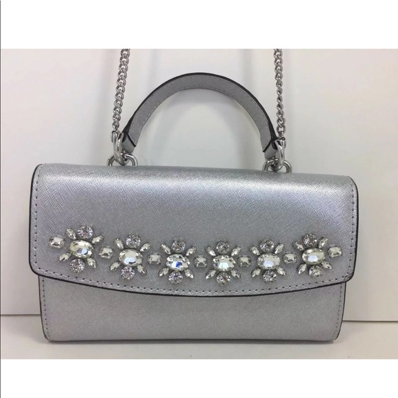 Michael Kors Ava Jeweled Large Phone Clutch  Chain - Picture 1 of 6